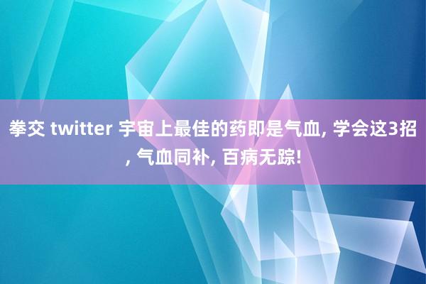 拳交 twitter 宇宙上最佳的药即是气血， 学会这3招， 气血同补， 百病无踪!