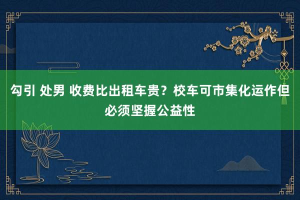 勾引 处男 收费比出租车贵？校车可市集化运作但必须坚握公益性