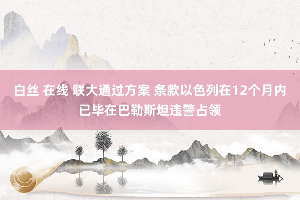 白丝 在线 联大通过方案 条款以色列在12个月内已毕在巴勒斯坦违警占领