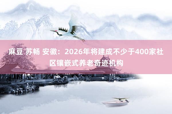 麻豆 苏畅 安徽：2026年将建成不少于400家社区镶嵌式养老奇迹机构