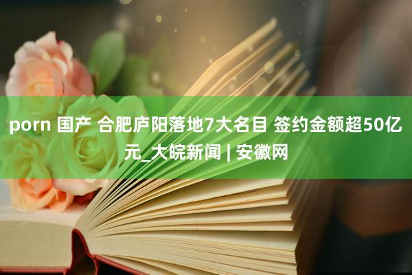 porn 国产 合肥庐阳落地7大名目 签约金额超50亿元_大皖新闻 | 安徽网