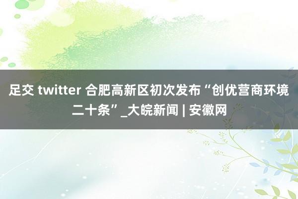 足交 twitter 合肥高新区初次发布“创优营商环境二十条”_大皖新闻 | 安徽网