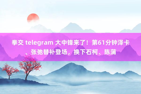 拳交 telegram 大中锋来了！第61分钟泽卡、张弛替补登场，换下石柯、陈蒲