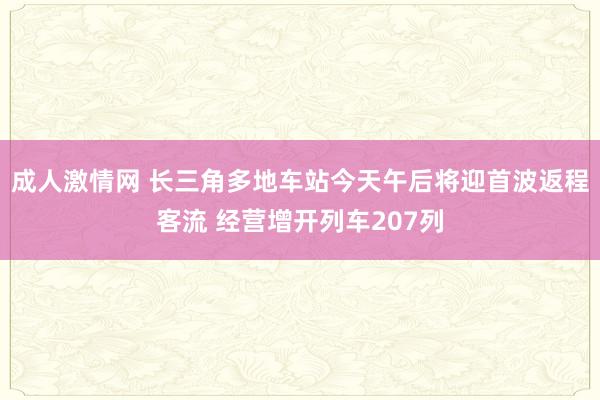 成人激情网 长三角多地车站今天午后将迎首波返程客流 经营增开列车207列