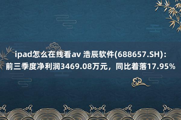 ipad怎么在线看av 浩辰软件(688657.SH)：前三季度净利润3469.08万元，同比着落17.95%