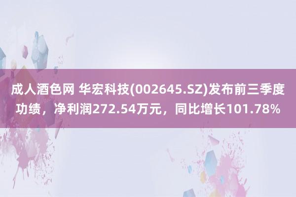 成人酒色网 华宏科技(002645.SZ)发布前三季度功绩，净利润272.54万元，同比增长101.78%