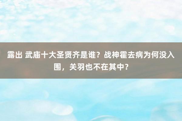 露出 武庙十大圣贤齐是谁？战神霍去病为何没入围，关羽也不在其中？