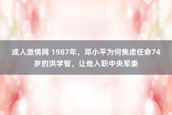 成人激情网 1987年，邓小平为何焦虑任命74岁的洪学智，让他入职中央军委