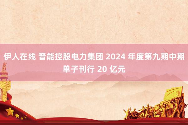 伊人在线 晋能控股电力集团 2024 年度第九期中期单子刊行 20 亿元