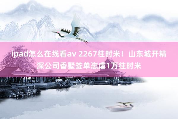 ipad怎么在线看av 2267往时米！山东城开精深公司香墅签单恣虐1万往时米