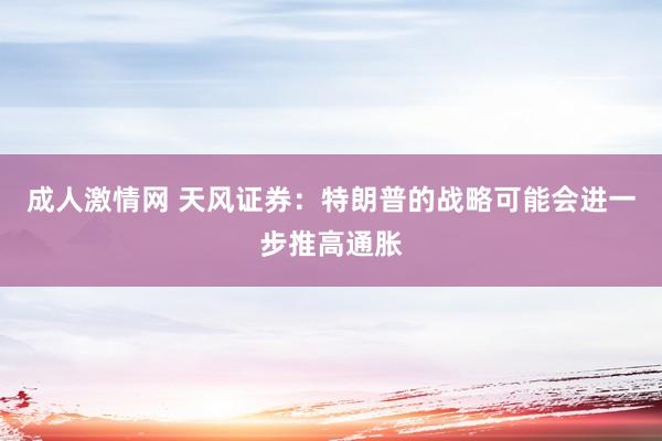 成人激情网 天风证券：特朗普的战略可能会进一步推高通胀