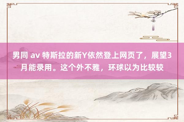 男同 av 特斯拉的新Y依然登上网页了，展望3月能录用。这个外不雅，环球以为比较较