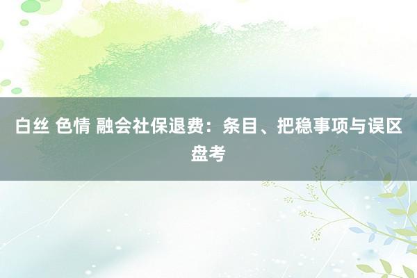 白丝 色情 融会社保退费：条目、把稳事项与误区盘考